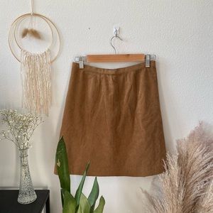 Brown suede A-line skirt